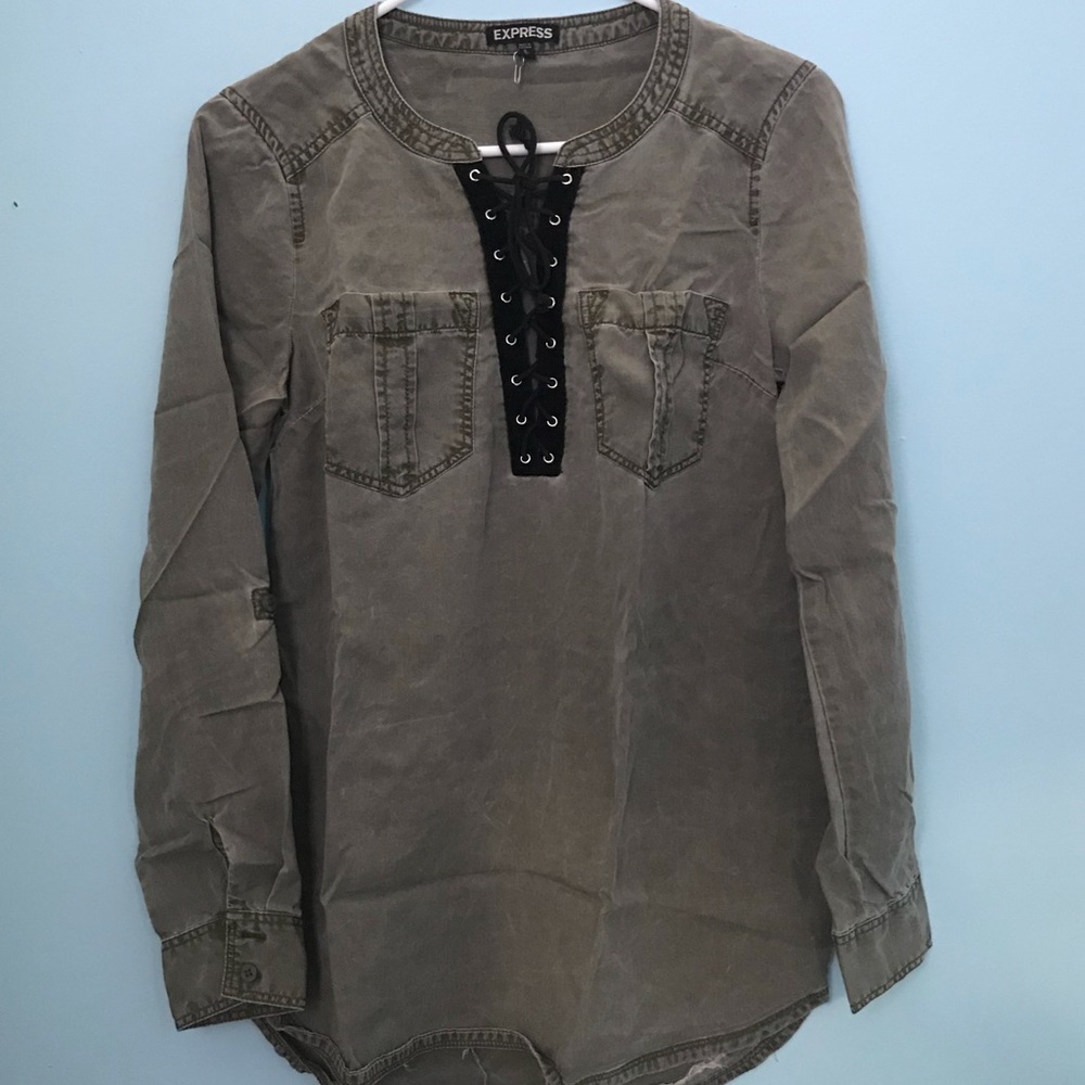 Express Military Green Shirt Dress!